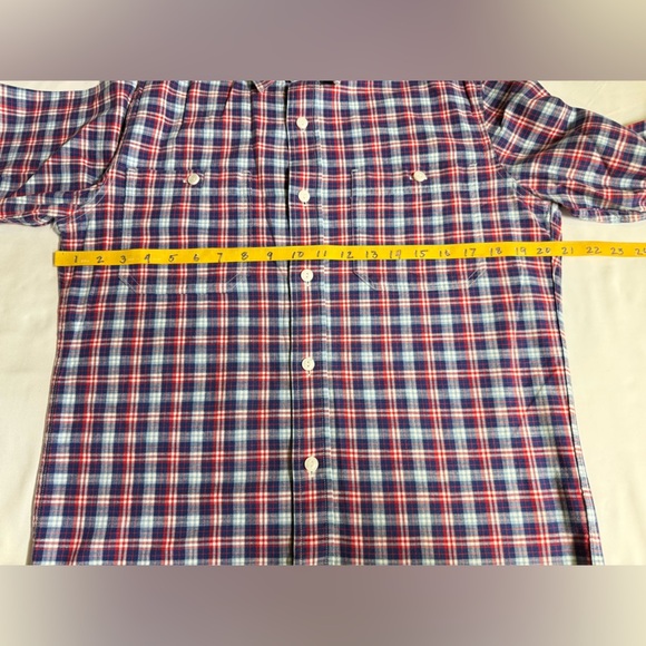 L.L. BEAN Men's red and blue plaid button down shirt size S - Picture 5 of 12
